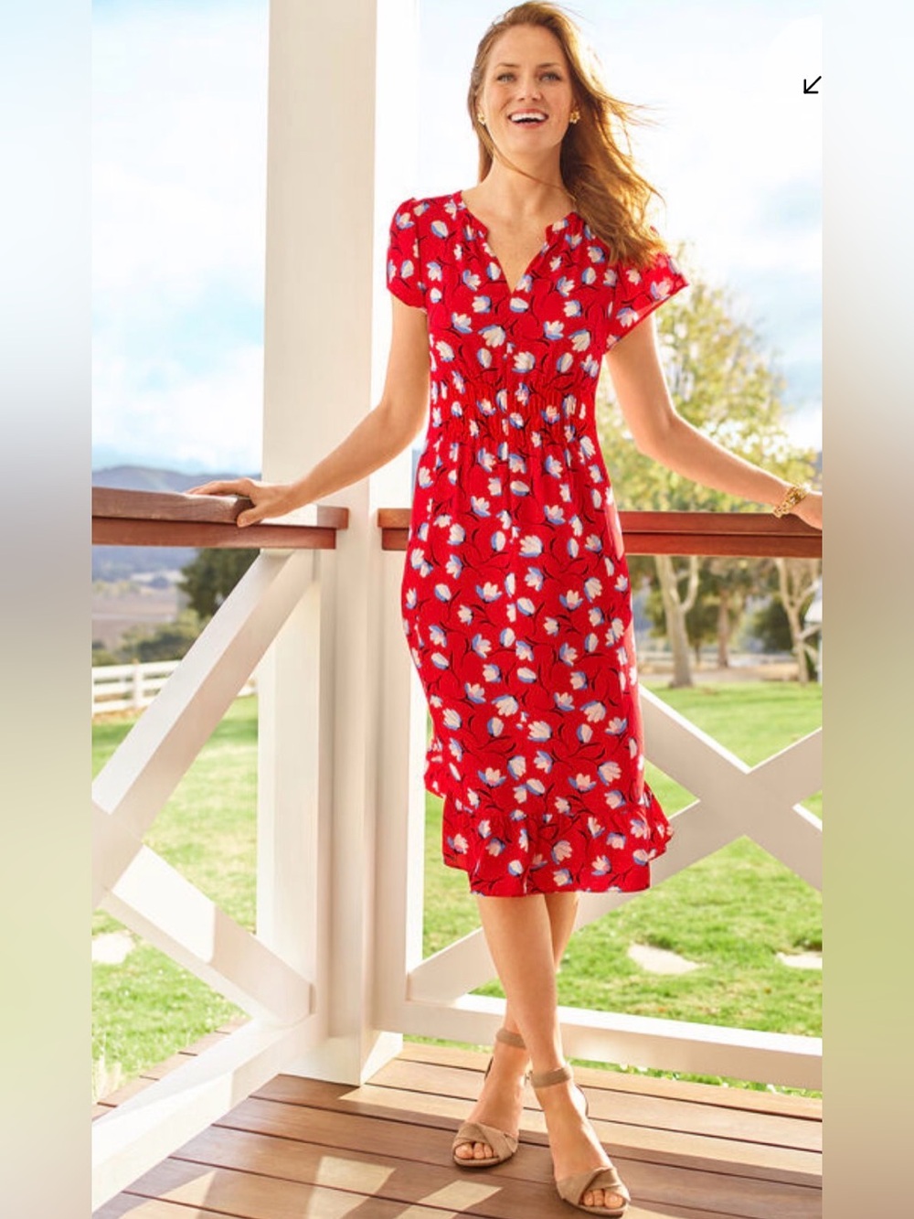 Talbots Floral Flounce Hem Dress Size 12 NWOT